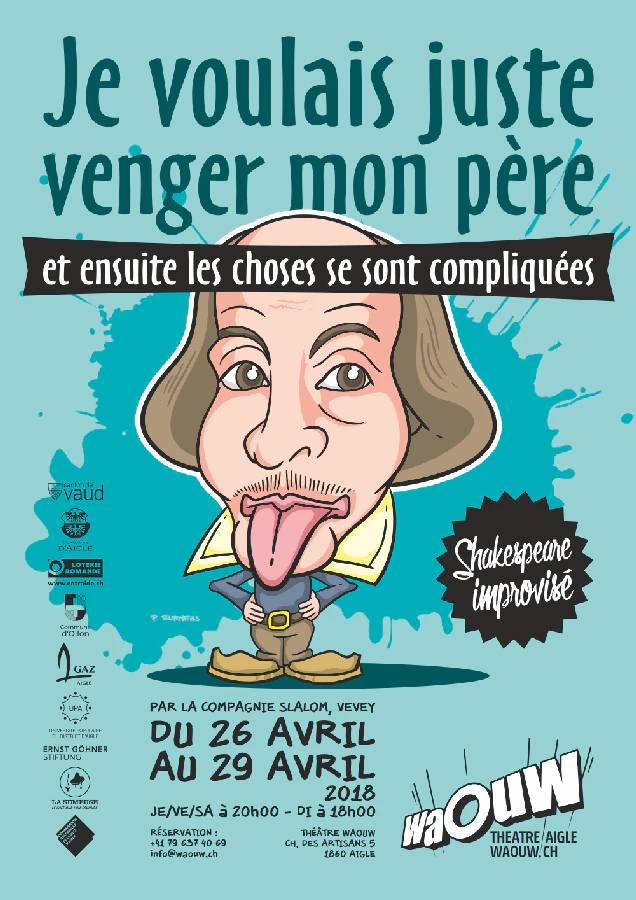 Affiche du spectacle Je voulais juste venger mon père et ensuite les choses se sont compliquées - Shakespeare Improvisé