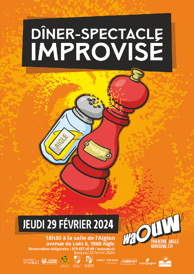 Affiche du spectacle Dîner-Spectacle Improvisé<br/>
Georges Poutre fait son cinéma